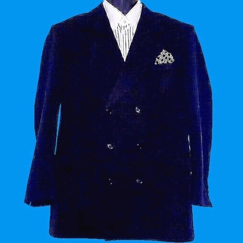 ADOLFO Black, Double-Breasted, Peak Lapel Blazer, 46L - Picture 8 of 9